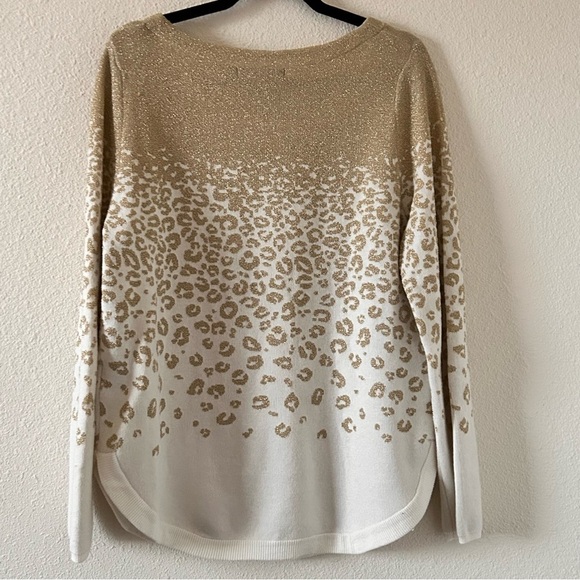United Stares Sweaters Cheetah Print Cream Gold Women Size Large - Picture 8 of 11